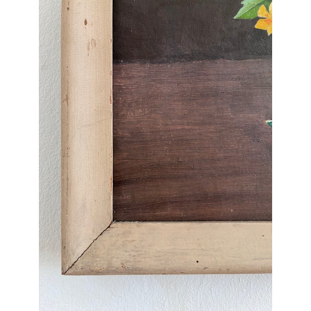 Rustic European Vintage Original Flower Oil Painting, Framed Floral Still Life Art For Sale - Image 3 of 8