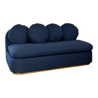 Contemporary Six Penny Sofa in Deep Blue For Sale