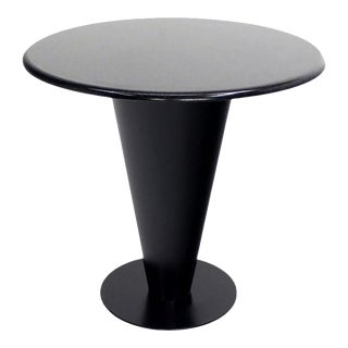 Apollo Woodworking Black Granite Top Heavy Metal Cone Base Cafe Gueridon Table For Sale
