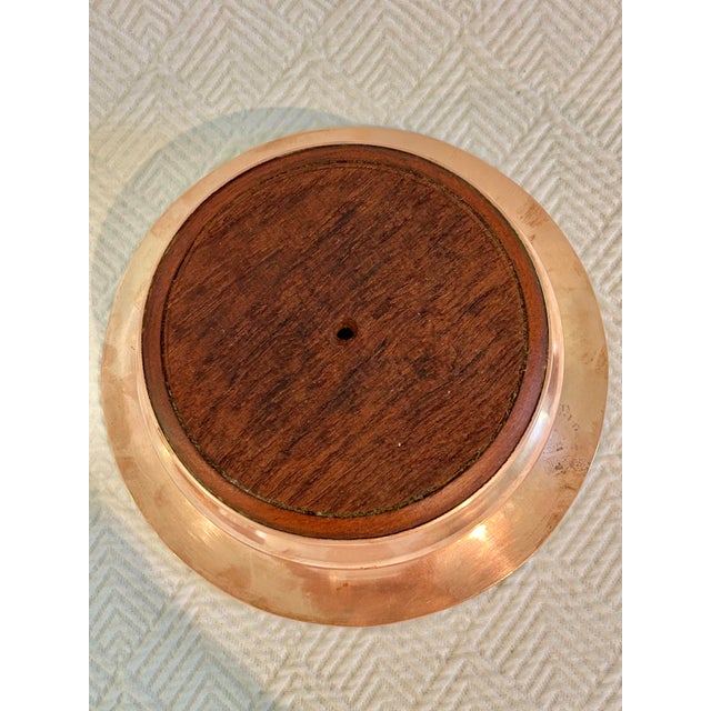 Vintage Large Copper Wine Coaster With Brass Trim and Mahogany Base For Sale - Image 9 of 10