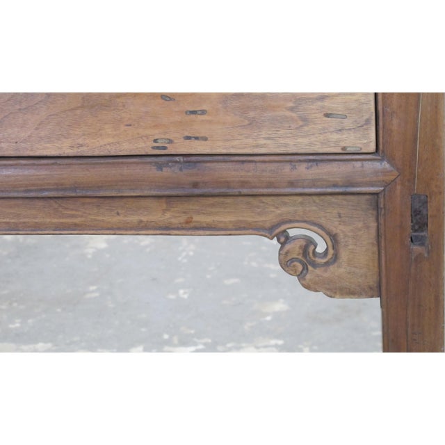 Wood Aged Elm Wood 3-Drawer Side or Console Table For Sale - Image 7 of 11