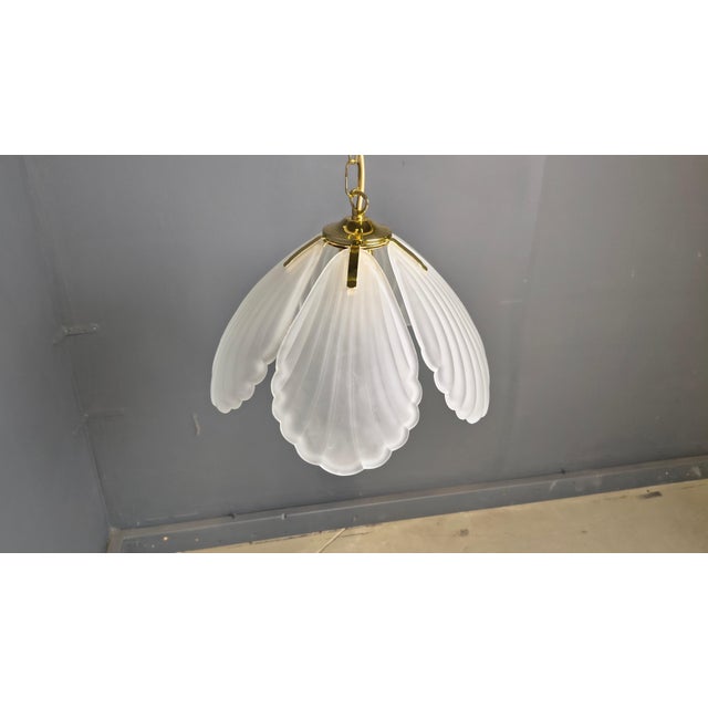 Vintage Italian Glass and Brass Chandelier, 1970s For Sale - Image 12 of 16