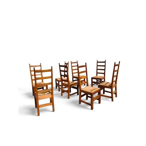 Rustic Arts and Craft Style Dining Chairs, Set of 8 For Sale - Image 3 of 8