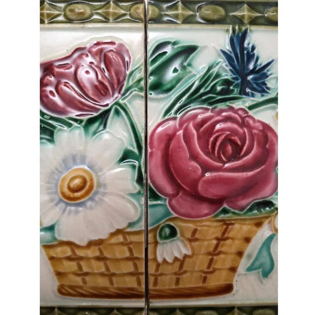 Ceramic Art Nouveau Relief Tiles, Morialmé, 1900s, Set of 2 For Sale - Image 7 of 11
