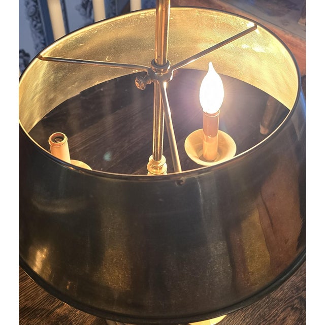 Pair of Vintage Brass Bouillotte Table Lamps With Brass Shades For Sale In San Francisco - Image 6 of 6
