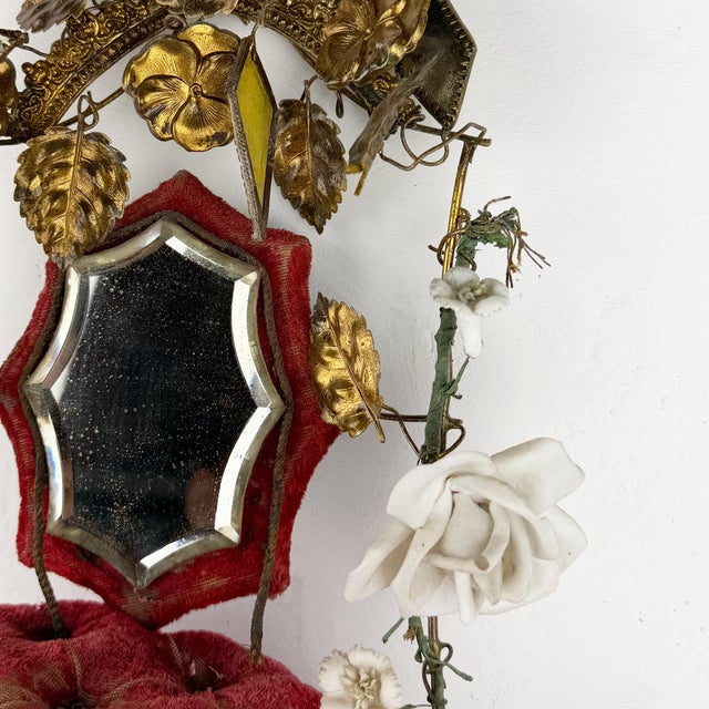 Antique French Napoleon III Ormolu Marriage Globe with Red Velvet Cushion Display, 1890s For Sale - Image 4 of 13