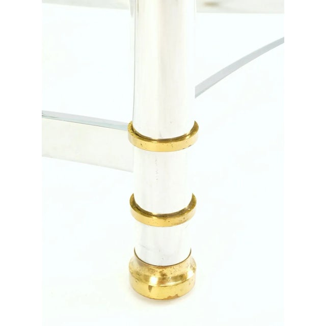 Brass Chrome Thick 3/4" Glass Top Mid Century Modern Oval Coffee Center Table For Sale - Image 9 of 13