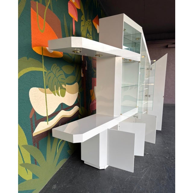 Wood Postmod Wall Unit/Dry Bar For Sale - Image 7 of 16