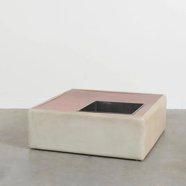 Vintage Leather Coffee Table with Plant Stand, 1970s For Sale - Image 4 of 13