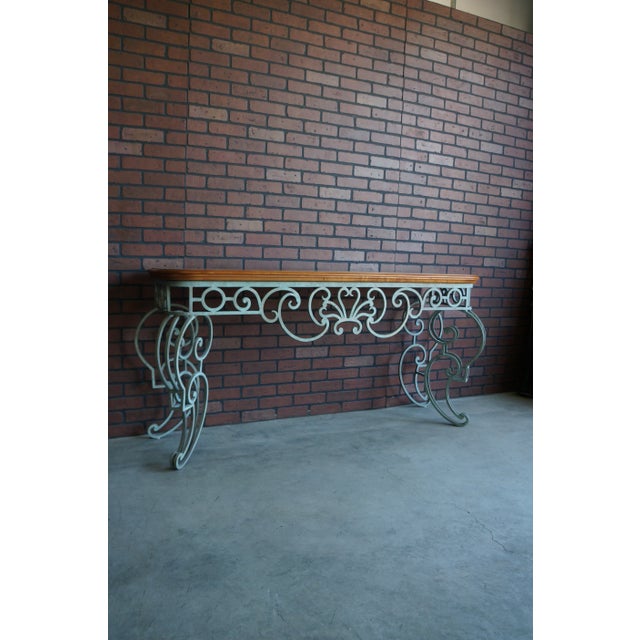 Wood 1990s Ethan Allen Hand Forged Iron Console Table & Mirror - Set of 2 For Sale - Image 7 of 9