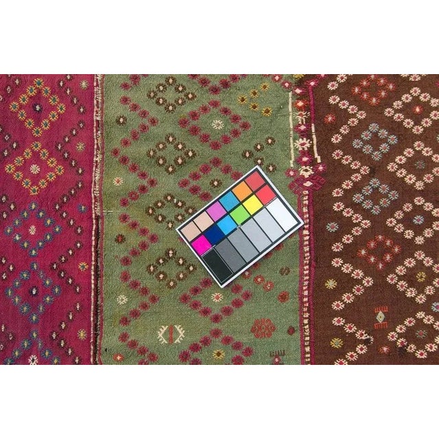 Textile 1850s Antique Cecim Textile Floor Covering Allover Multi-Color Wool Handwoven Rug - 5’6” x 9’7” For Sale - Image 7 of 11