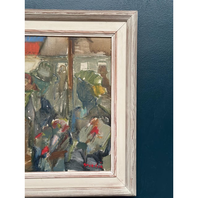 Mid-Century Modern Sven Fritiof Teodor Grandin, City Motif with People, 1960s, Oil Painting on Canvas, Framed For Sale - Image 3 of 12