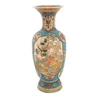 Large Japanese Cloisonne Enamel Meiji Totai Shippo Vase, Kinkozan School For Sale