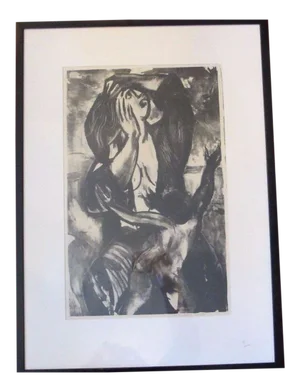 LaVon Salmela Lucas Chain Reaction Signed 1948 Framed Lithograph