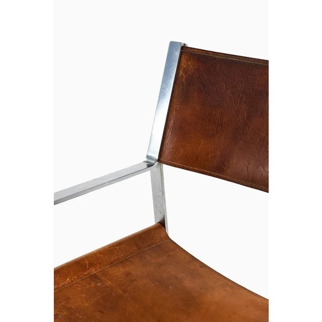 Armchair in Steel and Original Leather attributed to Hans Wegner, 1970s For Sale - Image 6 of 10
