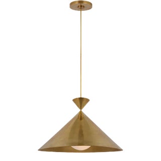 Paloma Contreras for Visual Comfort Signature Orsay Grande Pendant in Hand-Rubbed Antique Brass with White Glass For Sale