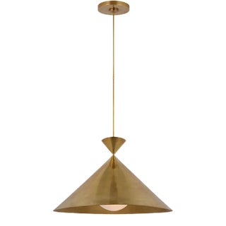 Paloma Contreras for Visual Comfort Signature Orsay Grande Pendant in Hand-Rubbed Antique Brass with White Glass For Sale