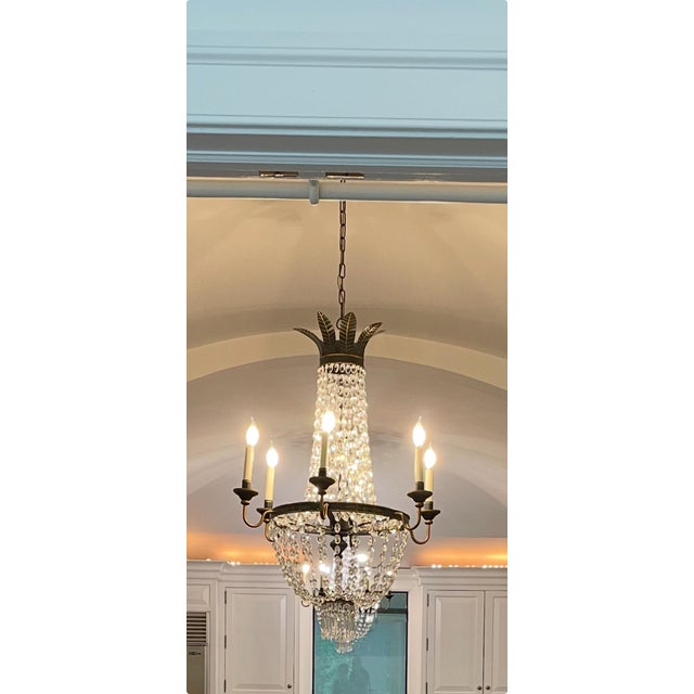 Vaughan Tole and Crystal Chandelier —Two Available For Sale - Image 11 of 11