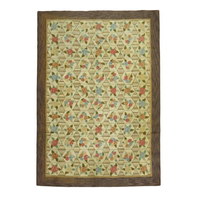 Vintage American Hooked Room Size Rug, 8'3'' X 11'9'' For Sale
