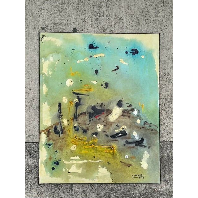 Vintage Original Abstract Oil on Canvas For Sale - Image 10 of 12