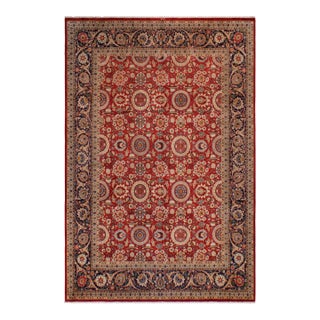Shabby Chic 1990's Agra Tabriz Pak-Persian Rust/ Wool Rug - 9'3'' X 12'4'' For Sale