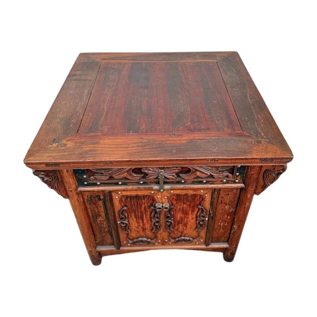 Chinese Antique Chinese Shanxi Province Winged Cabinet Table For Sale - Image 3 of 15