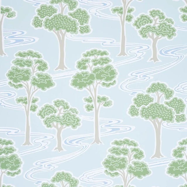 Schumacher Sample - Schumacher Tree River Wallpaper in Mineral For Sale - Image 4 of 4