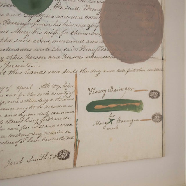 Beautiful acrylic painting on a 1800's deed by contemporary artist Afsoon Thayer. Afsoon's artwork features a delightful...