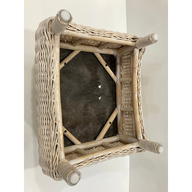 Antique White Vintage Pair of Petite Wicker Ottomans For Sale - Image 8 of 9