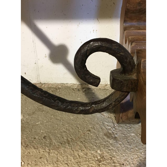 18th Century Baroque Farm Refectory Desk Table With Two Drawers & Stretchers For Sale In Miami - Image 6 of 13