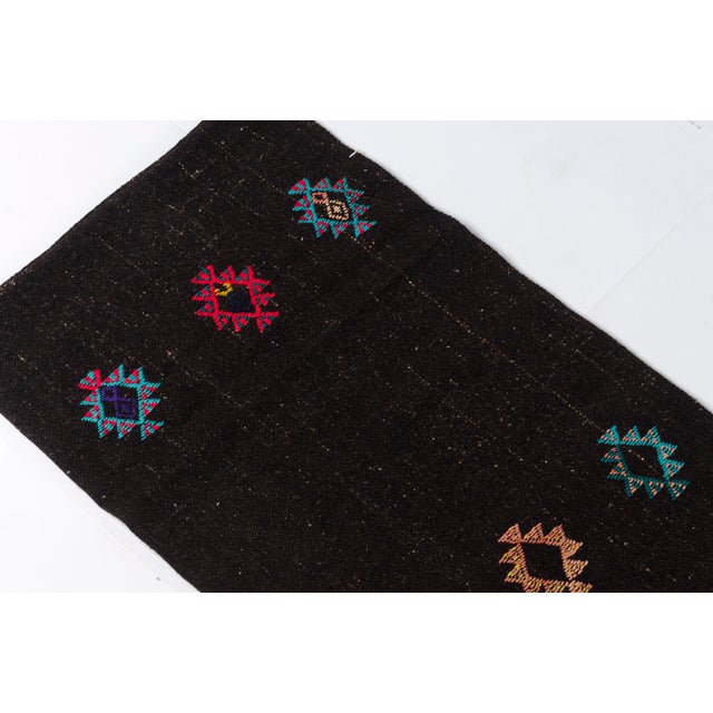 Organic Vintage Black Kilim Runner For Sale - Image 10 of 10
