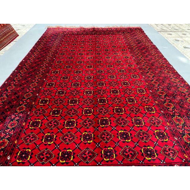 Vintage Afghan Ersari Gülli Gol All-Over Flower Gul Tribal Rug - 10'3" X 7'0" For Sale - Image 4 of 13