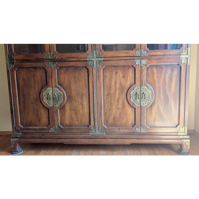 Wood Vintage 1981 Henredon Asian Inspired China Cabinet For Sale - Image 7 of 18
