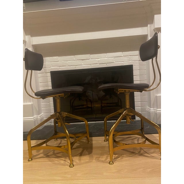 Restoration Hardware 1940’s Style Vintage Toledo Bar Stools- Set of 2 For Sale - Image 10 of 11