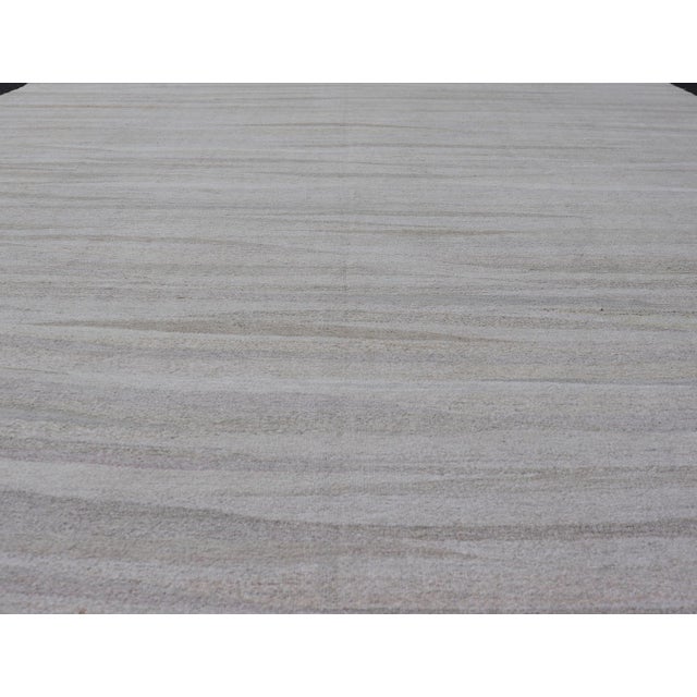 Keivan Woven Arts Large Modern Turkish Flat-Weave in White & Neutral Tone 11'2 X 14'1 For Sale - Image 4 of 12