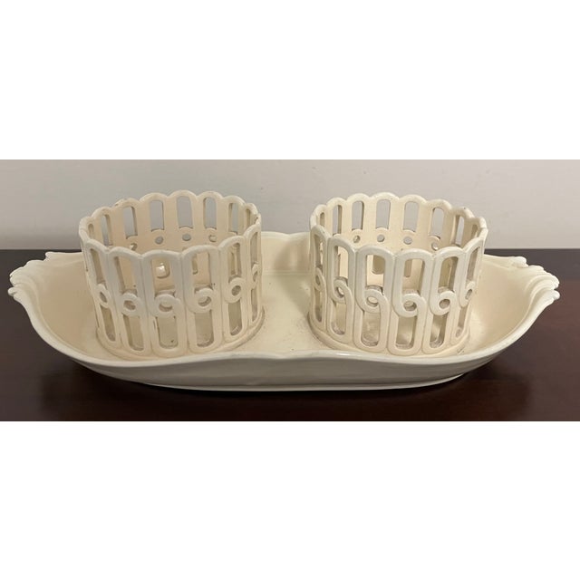 Antique 18th Century French Creamware Cruet Bottle Stand For Sale - Image 10 of 13