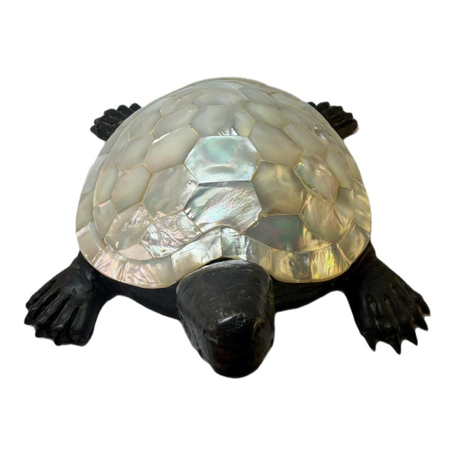 Early 21st Century Maitland-Smith Bronze & Mother-of-Pearl Turtle Sculpture For Sale