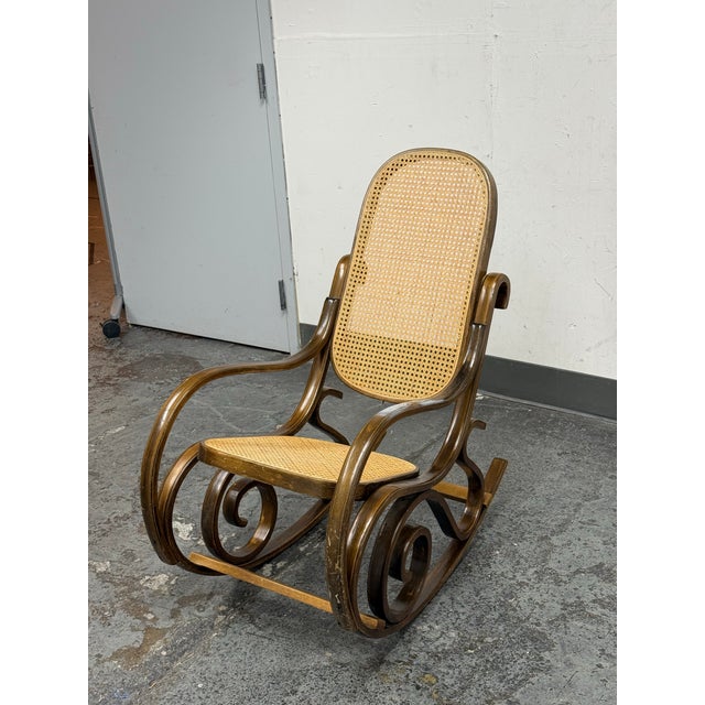 Traditional Vintage Thonet Style Bentwood Rocking Chair For Sale - Image 3 of 12