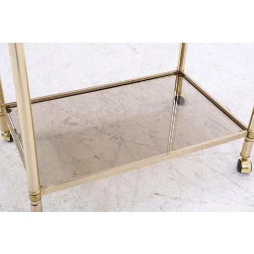 Wood Vintage Glass Serving Cart, 1960s For Sale - Image 7 of 10