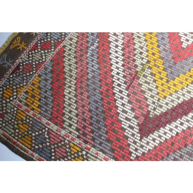 1960s Handmade Emproidery Vintage Turkish Floor Kilim-6' X 8' 3'' For Sale In Tampa - Image 6 of 12