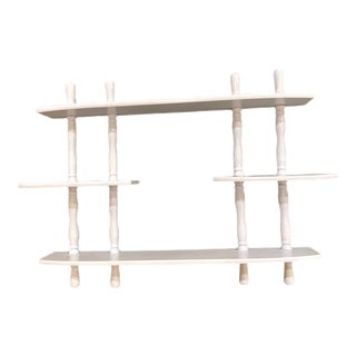 Vintage White Lacquered Small Curio Wall Shelf For Sale