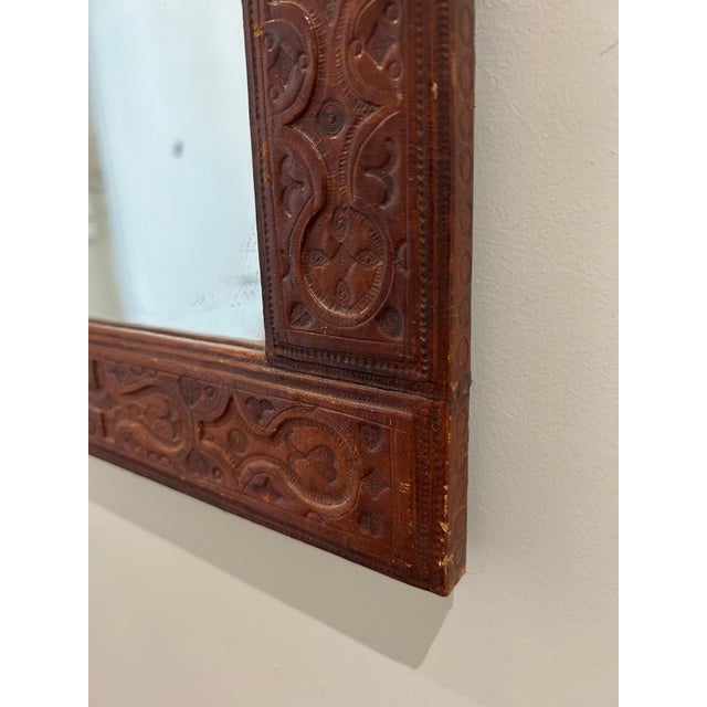 Animal Skin Embossed Leather Mirror, 1970 For Sale - Image 7 of 10