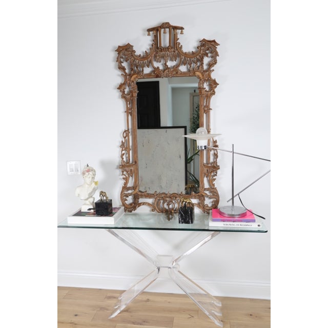 Mid-Century Modern Vintage Italian Hand-Carved Giltwood Mirror by La Barge, Mid-20th Century For Sale - Image 3 of 17