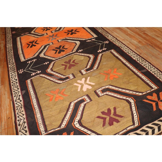 Brown Gallery Size Vintage Zabihi Collection Turkish Kilim - 6'3" x 14'8" For Sale - Image 8 of 8