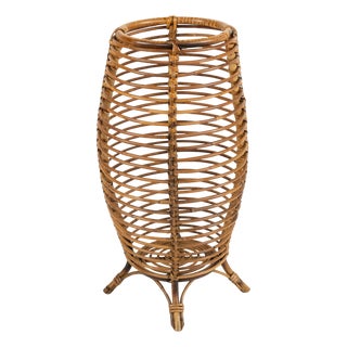Mid-Century Bamboo and Rattan Umbrella Stand in the style of Franco Albini, Italy, 1960s For Sale