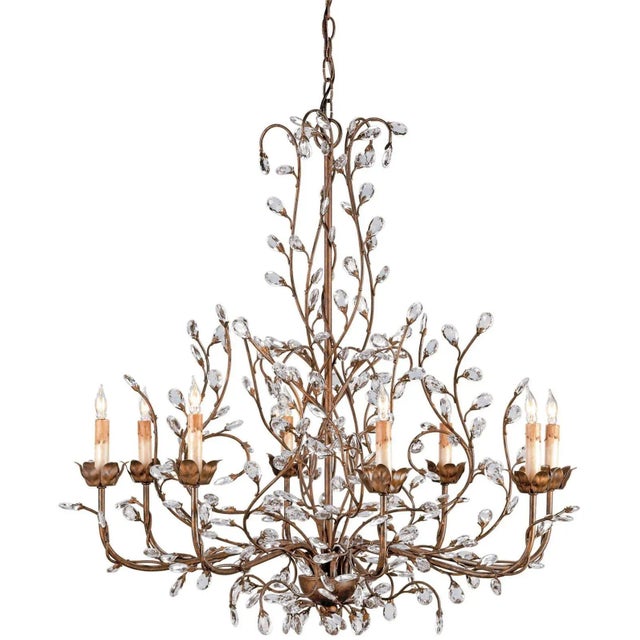 Contemporary Currey & Company Crystal Bud Chandelier For Sale - Image 3 of 3