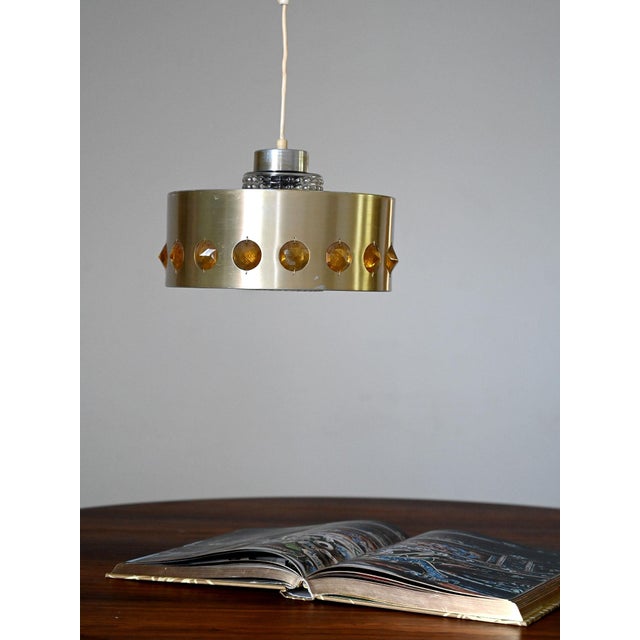 Ceiling Lamp with Metal and Glass, 1960s For Sale - Image 4 of 6