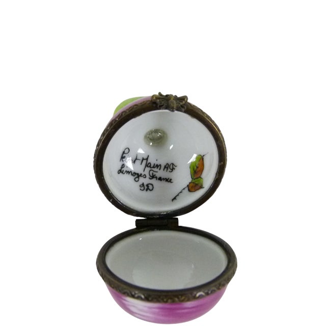 Ceramic Limoges France Porcelain Radish Trinket Box | Hand Painted by Ag for j.d. Studio For Sale - Image 7 of 8