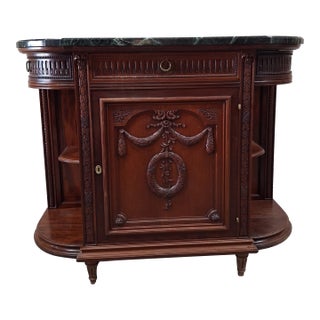Antique French Louis XVI Revival Mahogany Marble Top Dining Room Suite For Sale