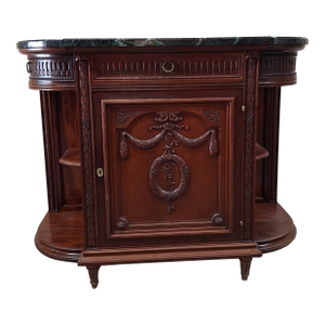 Antique French Louis XVI Revival Mahogany Marble Top Dining Room Suite